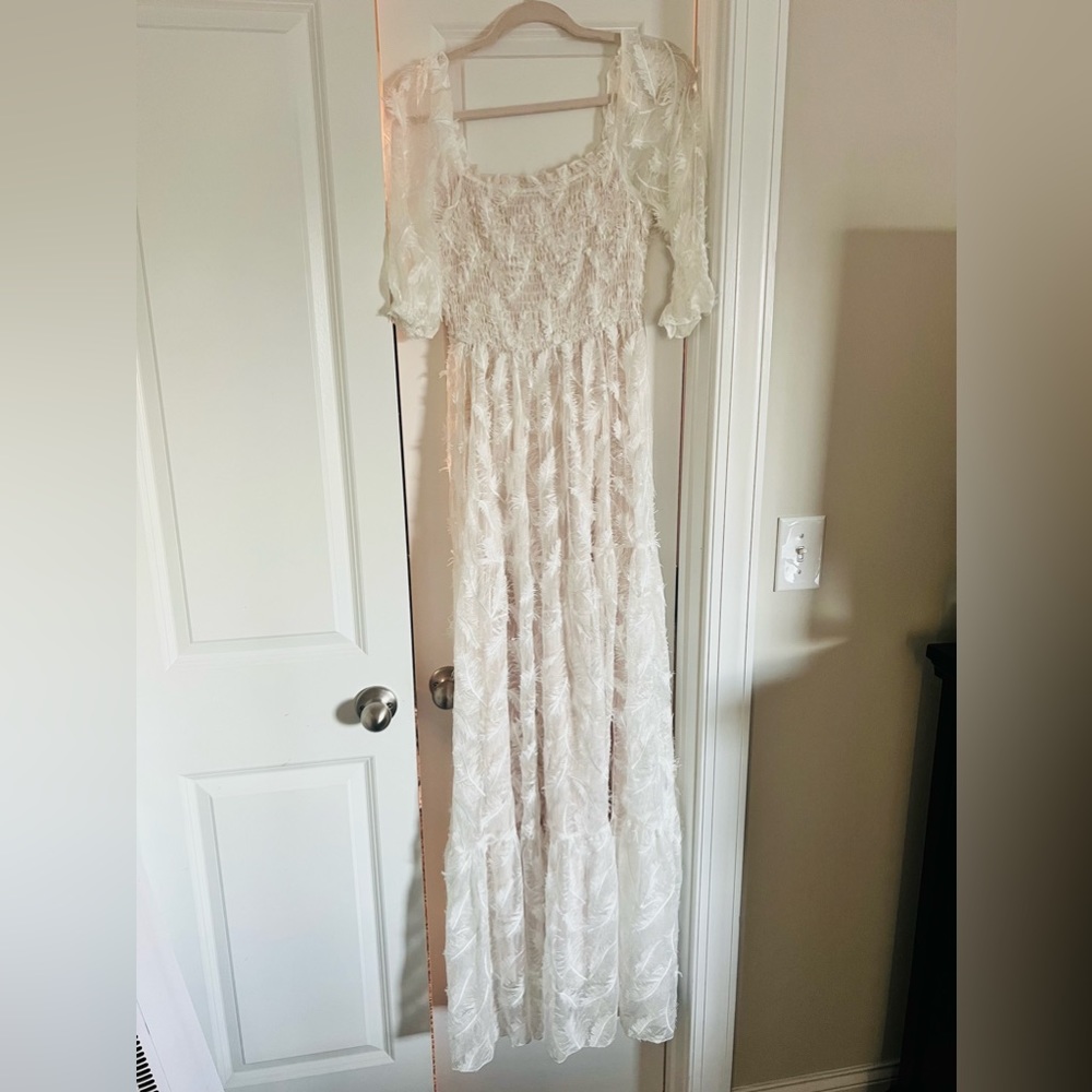 Baltic Born Paloma Smocked Feather Maxi Dress